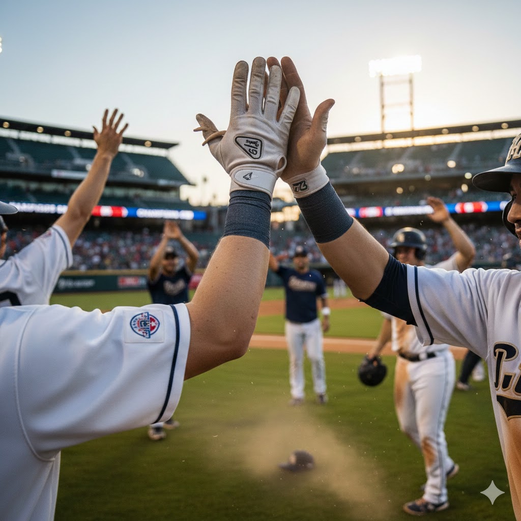Baseball team celebrating